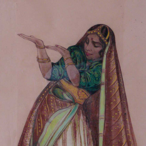 Danseuse indienne en tenue traditionnelle, vers 1932